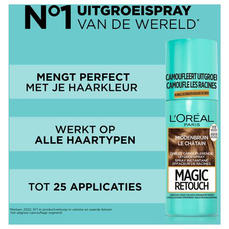 L'Oréal Paris Magic Retouch Camouflerende Uitgroeispray Middenbruin 75 ML
