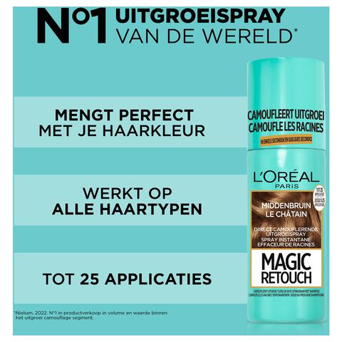 L'Oréal Paris Magic Retouch Camouflerende Uitgroeispray Middenbruin 75 ML