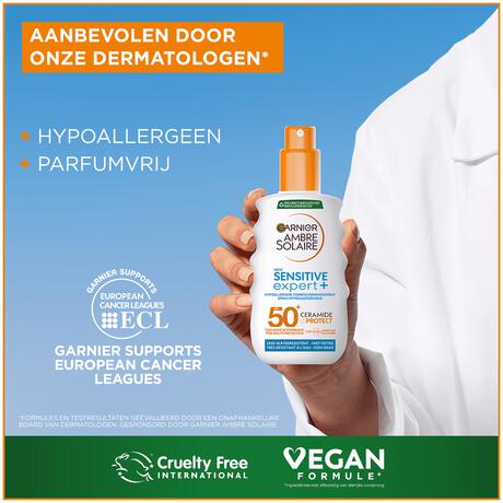 Garnier Ambre Solaire Sensitive Expert Hypoallergene Zonnebrand Spray SPF50 150 ML