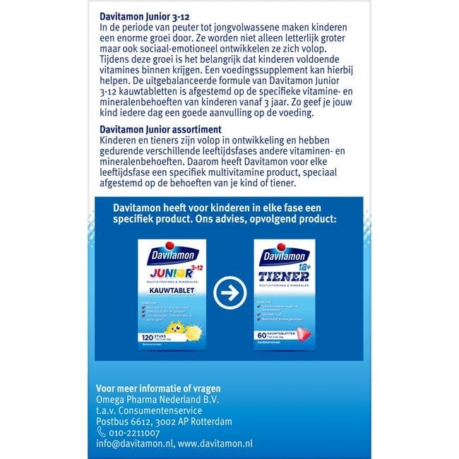 Davitamon Junior 3-12 Kauwtabletten Bananensmaak