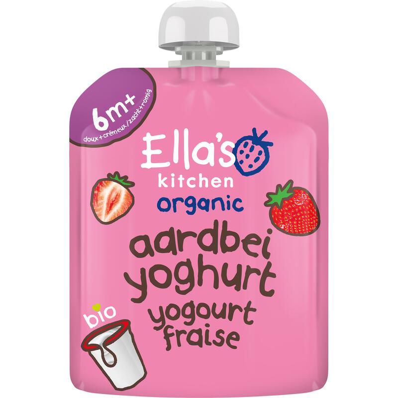 Ella's Kitchen Bio Knijpfruit Aardbeien Yoghurt 6+ Maanden 90 gram
