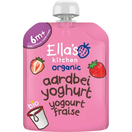 Ella's Kitchen Bio Knijpfruit Aardbeien Yoghurt 6+ Maanden 90 gram