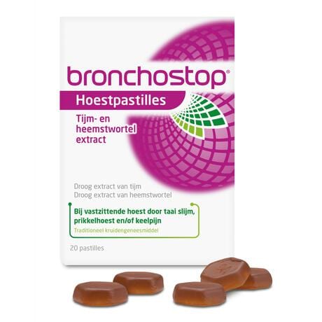 Bronchostop Hoestpastilles bij Vastzittende Hoest of Keelpijn 20 Stuks
