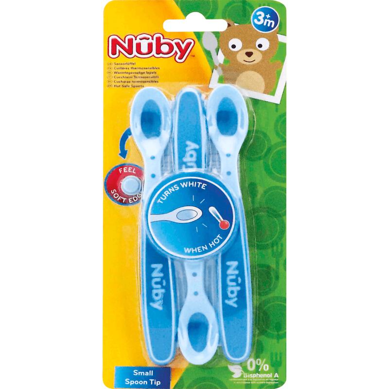 Nûby Warmtegevoelige Lepels 4+ Maanden Blauw 3 stuks