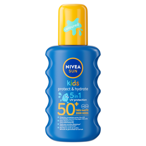 NIVEA SUN Kids Hydraterende Groen Gekleurde Zonnespray SPF50+ 200 ML