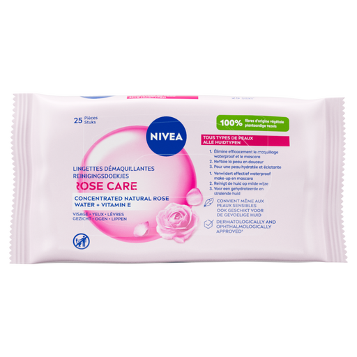 NIVEA Rose Care Reinigingsdoekjes 25 Stuks