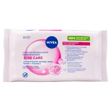 NIVEA Rose Care Reinigingsdoekjes 25 Stuks