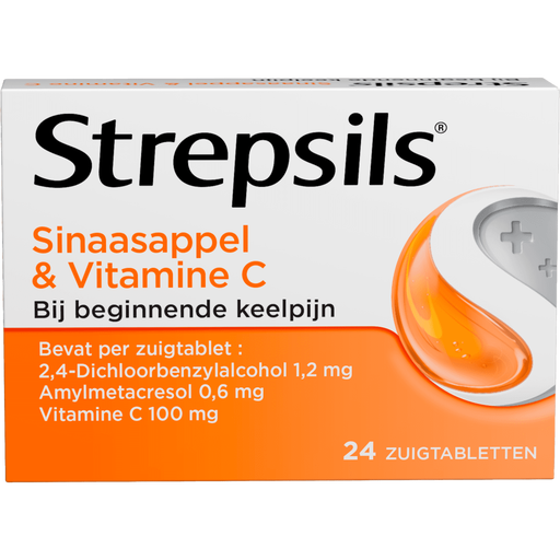 Strepsils Sinaasappel & Vitamine C Zuigtabletten 24 Stuks