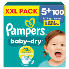 Pampers Baby Dry XXL Pack Luiers Maat 5+ 12-17 KG 100 Stuks