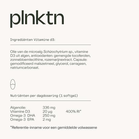 Plnktn Algenolie Vitamine D3 60 stuks