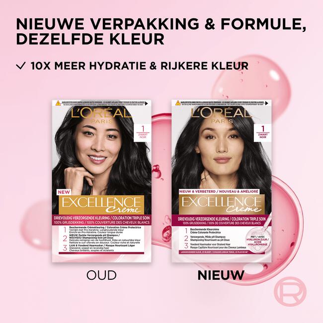 L'Oréal Paris Excellence Crème Permantente Haarverf 1 Intens Zwart