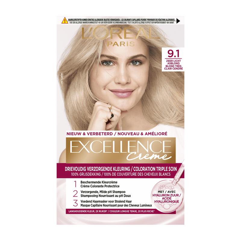 L'Oréal Paris Excellence Crème Permanente Haarverf 9.1 Zeer Licht Asblond