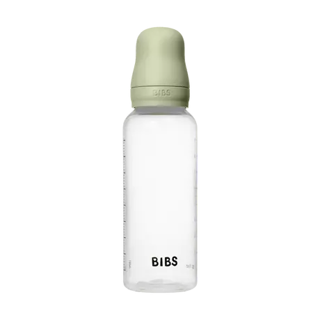 BIBS Babyfles Medium Flow Latex Sage incl. opvouwbaar trechtertje 270 ML
