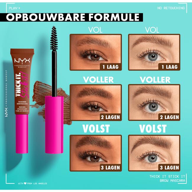 NYX Professional Makeup Thick It. Stick It! Wenkbrauwmascara 1 Taupe