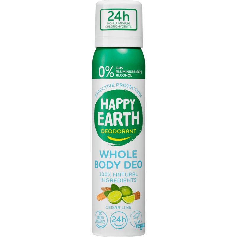 Happy Earth 100% Natuurlijke Whole Body Cedar Lime Deodorant Spray 100 ML