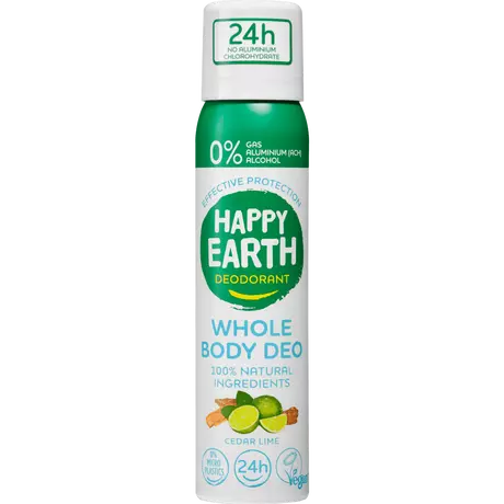 Happy Earth 100% Natuurlijke Whole Body Cedar Lime Deodorant Spray 100 ML