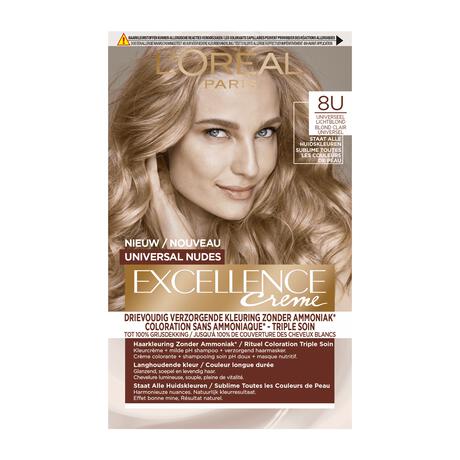 L'Oréal Paris Excellence Universal Nudes Permanente Haarverf 8U Lichtblond
