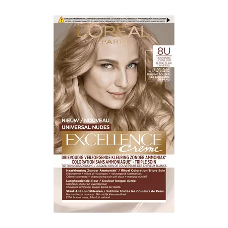 L'Oréal Paris Excellence Universal Nudes Permanente Haarverf 8U Lichtblond