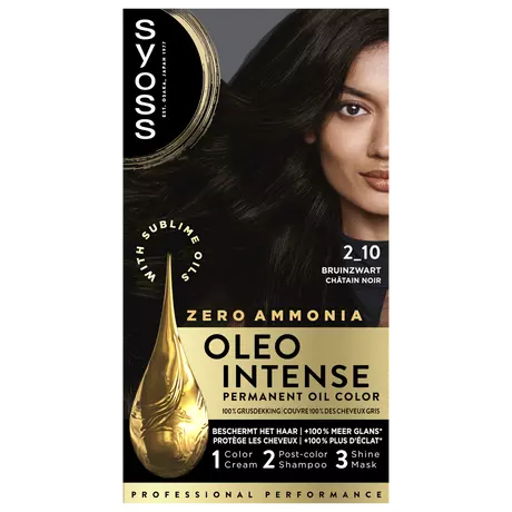 Syoss Oleo Intense Permanente Haarkleuring 2-10 Bruinzwart/Châtain Noir 115 ML