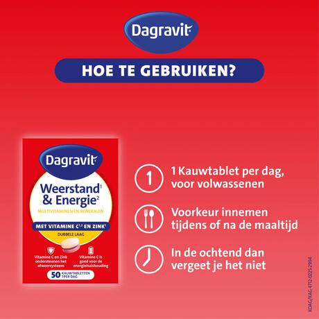 Dagravit Totaal 30 Weerstand & Energie 50 kauwtabletten