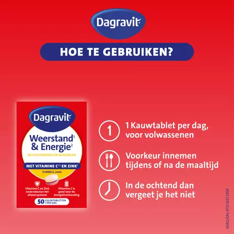 Dagravit Multivitaminen Weerstand & Energie Kauwtabletten 50 stuks