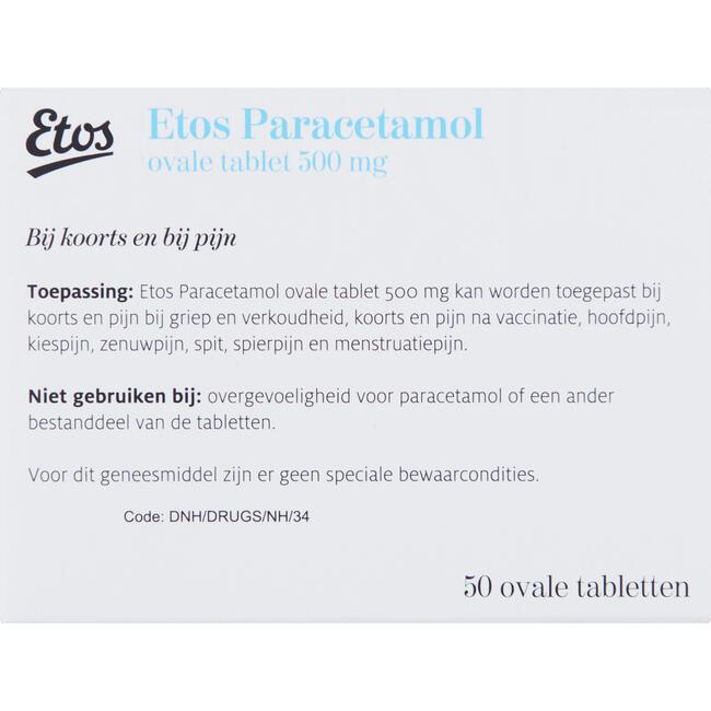Etos Paracetamol 500 mg Ovale Tablet