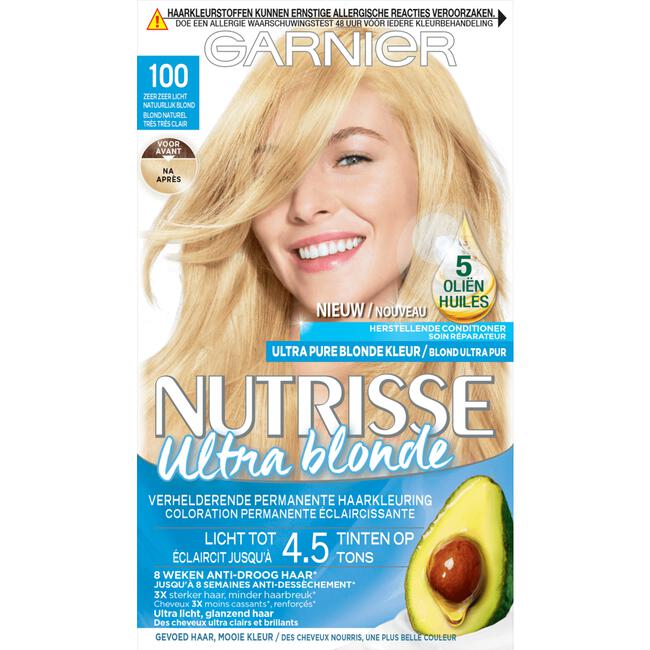 Garnier Nutrisse Crème Permanente Haarverf 100 Zeer Licht Natuurlijk Blond
