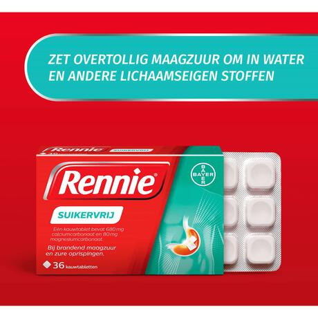 Rennie Suikervrij Kauwtabletten Bij Brandend Maagzuur 36 Stuks