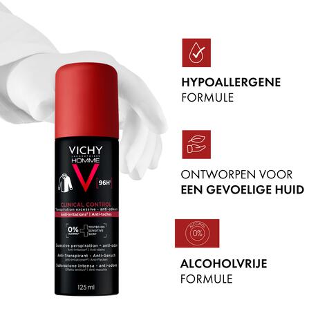 Vichy Homme Deodorant 96H Clinical Control Spray 125 ML