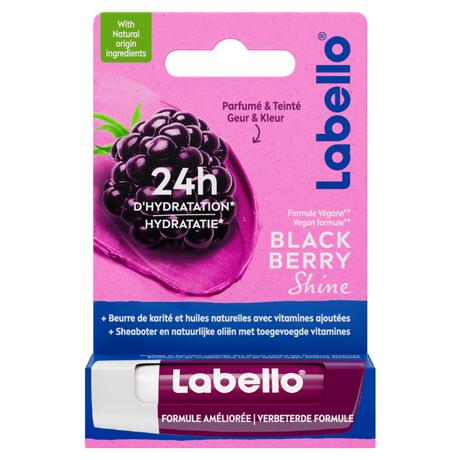 Labello Blackberry Shine Lippenbalsem 24u Hydratatie Bordeauxrood 1 Stuk