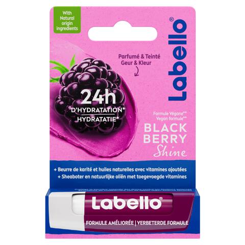 Labello Blackberry Shine Lippenbalsem 24u Hydratatie Bordeauxrood 1 Stuk