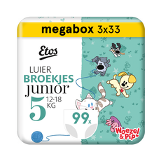 Etos Woezel & Pip Luierbroekjes Junior Megabox Voordeelpak Maat 5 12-18 kg 99 stuks