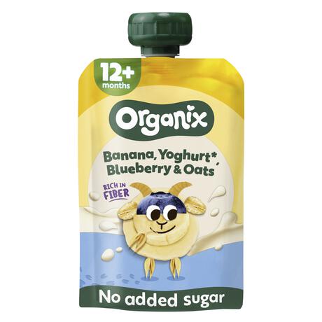 Organix Bio Nutri Fiber Banaan Yoghurt Bosbes Haver 12+ Maanden 100 gram
