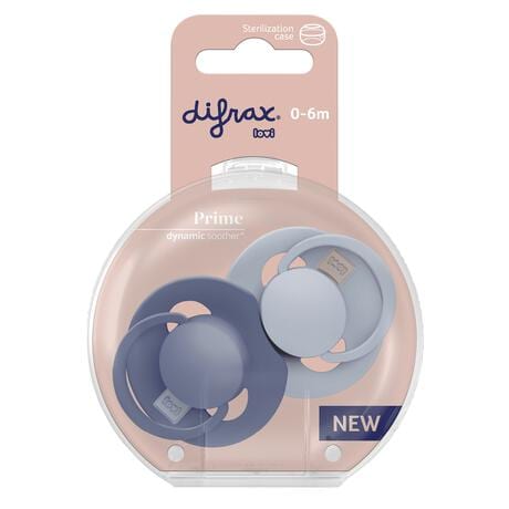 Difrax LOVI Prime Fopspeen Baby Blue/Blue  0-6 maanden