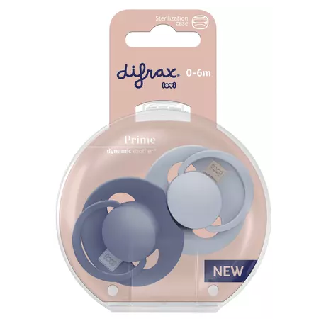 Difrax LOVI Prime Fopspeen 0-6M Baby Blue/Blue 2 stuks