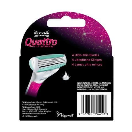 Wilkinson Sword Quattro for Women Sensitive Navulmesjes 3+1 gratis