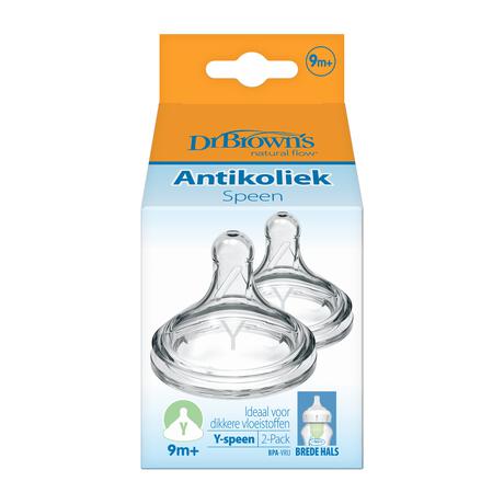 Dr. Brown’s Y-Speen 9+ Maanden Brede Halsfles 2 stuks