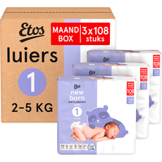 Etos Luiers Newborn Maat 1 2-5 kg Maandbox 324 Stuks