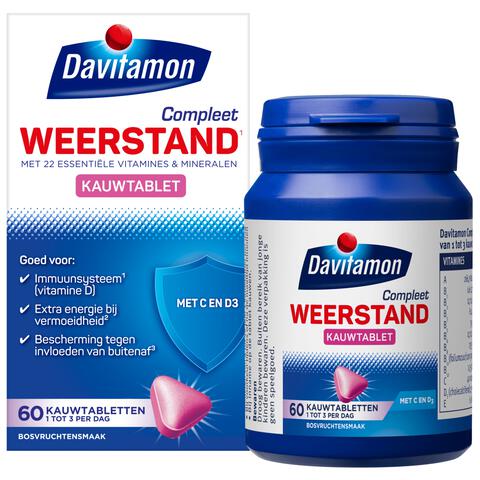 Davitamon Compleet Weerstand Met Vitamine C&D Multivitamine Bosvruchten 60 kauwtabl