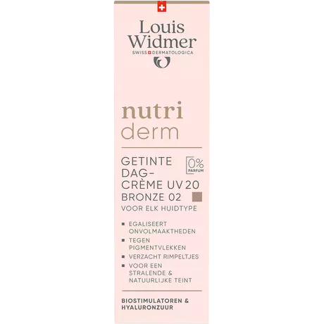 Louis Widmer Nutriderm Getinte Dagcrème UV SPF20 Bronze 02 Zonder Parfum 30 ML