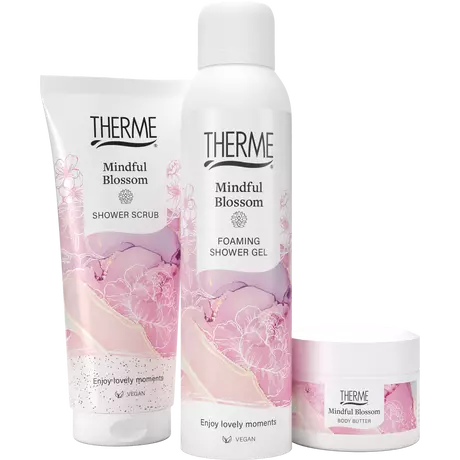 Therme Mindful Blossom Cadeauset Shower Foam Body Butter Shower Scrub