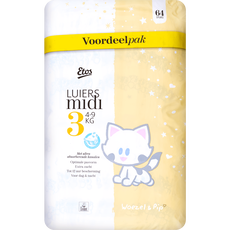 Etos Woezel & Pip Luiers Midi Voordeelpak Maat 3 4-9 kg 64 stuks