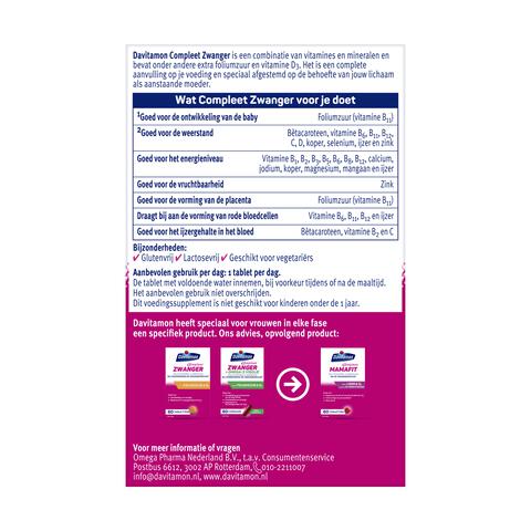 Davitamon Compleet Zwanger met Extra Foliumzuur en Vitamine D3 60 Tabletten