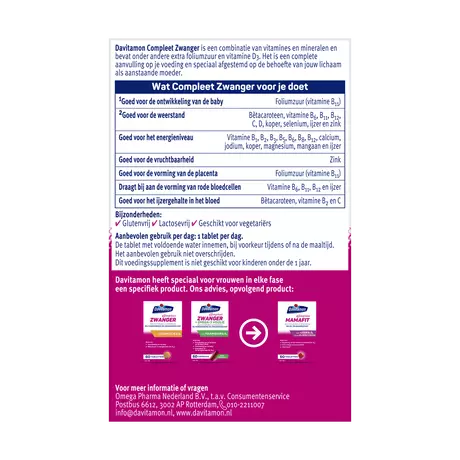 Compleet Zwanger met Extra Foliumzuur Vitamine D3 Tabletten 60 stuks