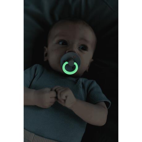 BIBS Glow in the dark Fopspeen Two Pack Natuurlijk Rubber Sage/Vanilla Maat 1
