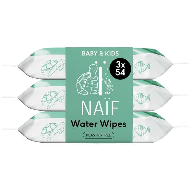 Naïf Plasticvrije Water Billendoekjes 3x54 stuks