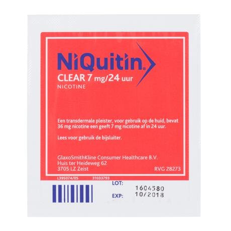 NiQuitin Clear Pleisters 7 mg Stoppen met roken