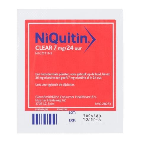 NiQuitin Clear Pleisters 7 mg Stoppen met roken