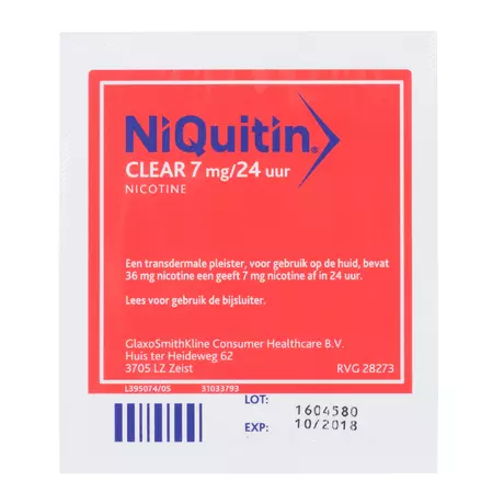 NiQuitin Clear Pleisters 7 mg Stoppen met roken