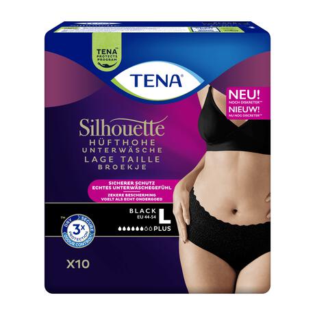 TENA Silhouette Plus Low Waist Wegwerp Broekjes Zwart L 10 stuks